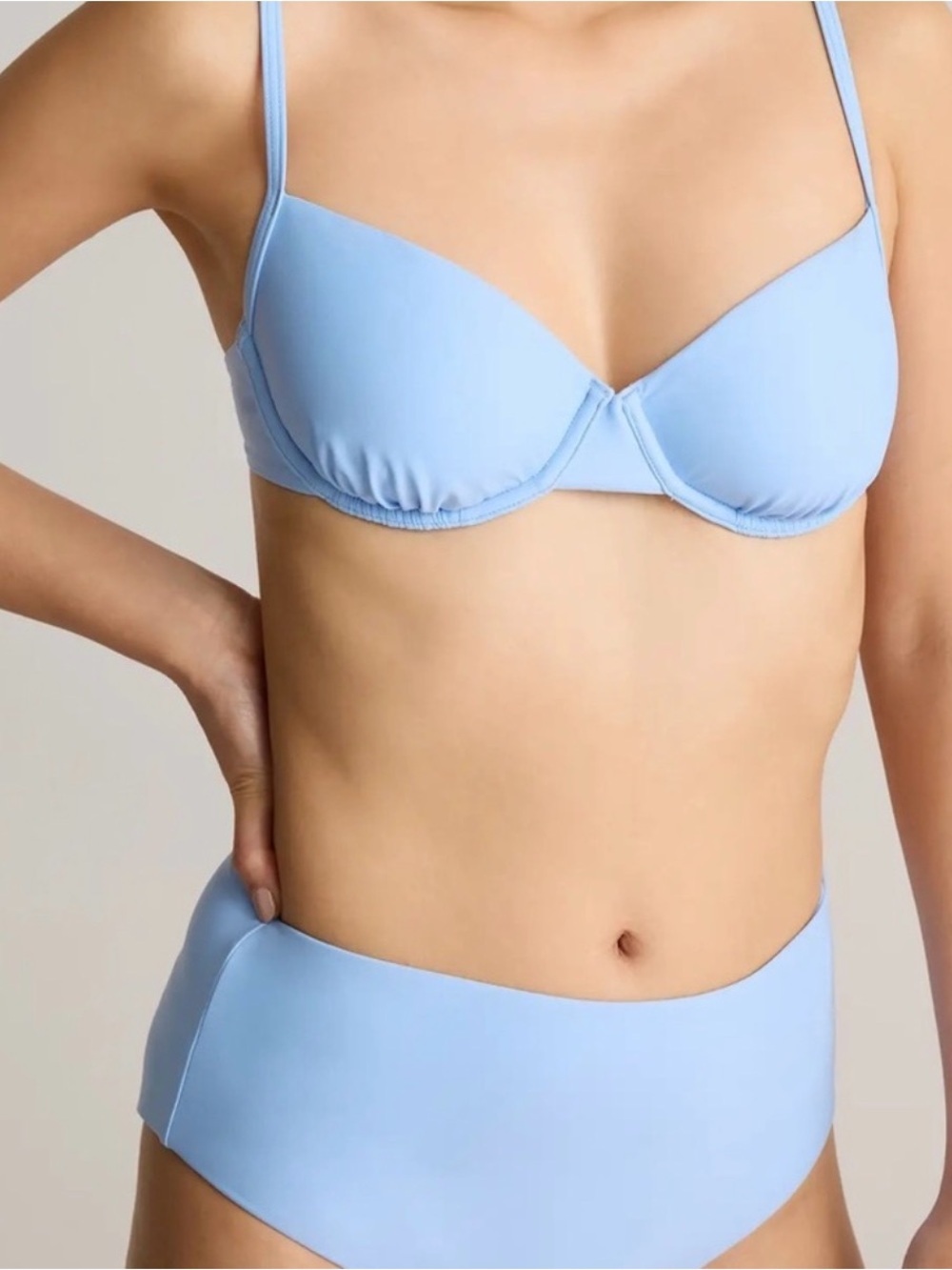 Quince Italian Sky Powder Clear Blue Sky Demi Underwire Bikini Top S - Picture 5 of 7